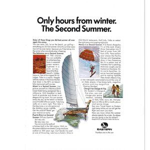 Eastern Airlines Second Summer Bahamas Puerto Rico 1960s Vintage Print Ad 9 inch